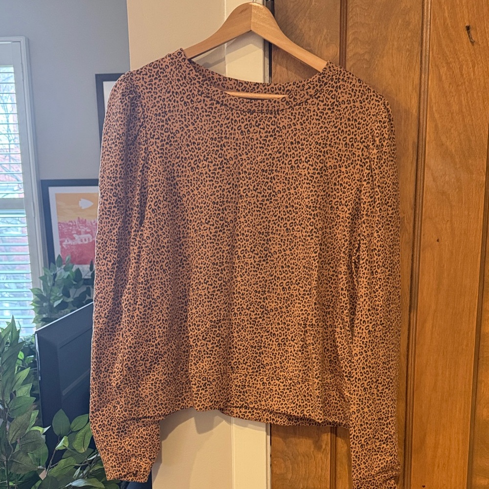 GAP Brown Leopard Print Long Sleeve Top